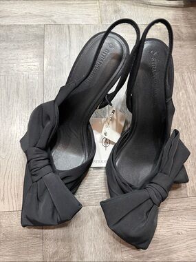 Stradivarius Black Knot Bow Slingback Heels